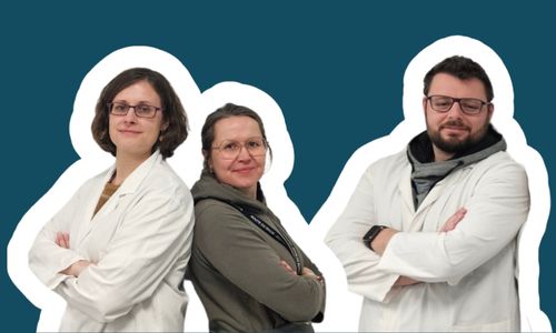 Équipe production avec Charlène Fleutot (responsable production), Corentin Guerpin-Poulet (technicien de production) et Stéphanie (agent de production et d'entretien.